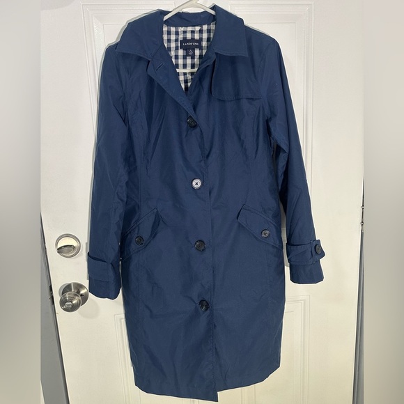 Lands' End Women’s Deep Blue Trench Coat, Size Small - Picture 4 of 9